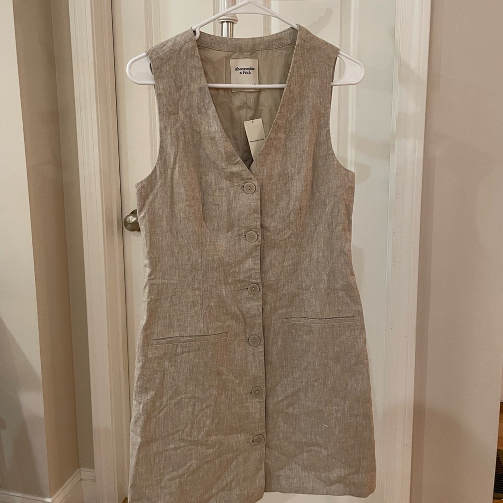 Abercrombie linen button down mini dress size TALL small